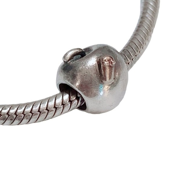 Authentic Pandora Apple 925 14K Worm Charm Bracelet Vintage Discontinued